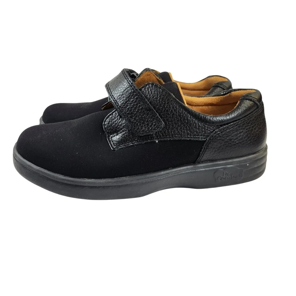 Dr Comfort Annie Stk 4510‎ Black Leather Suede Hook Loop Shoes Size 8M